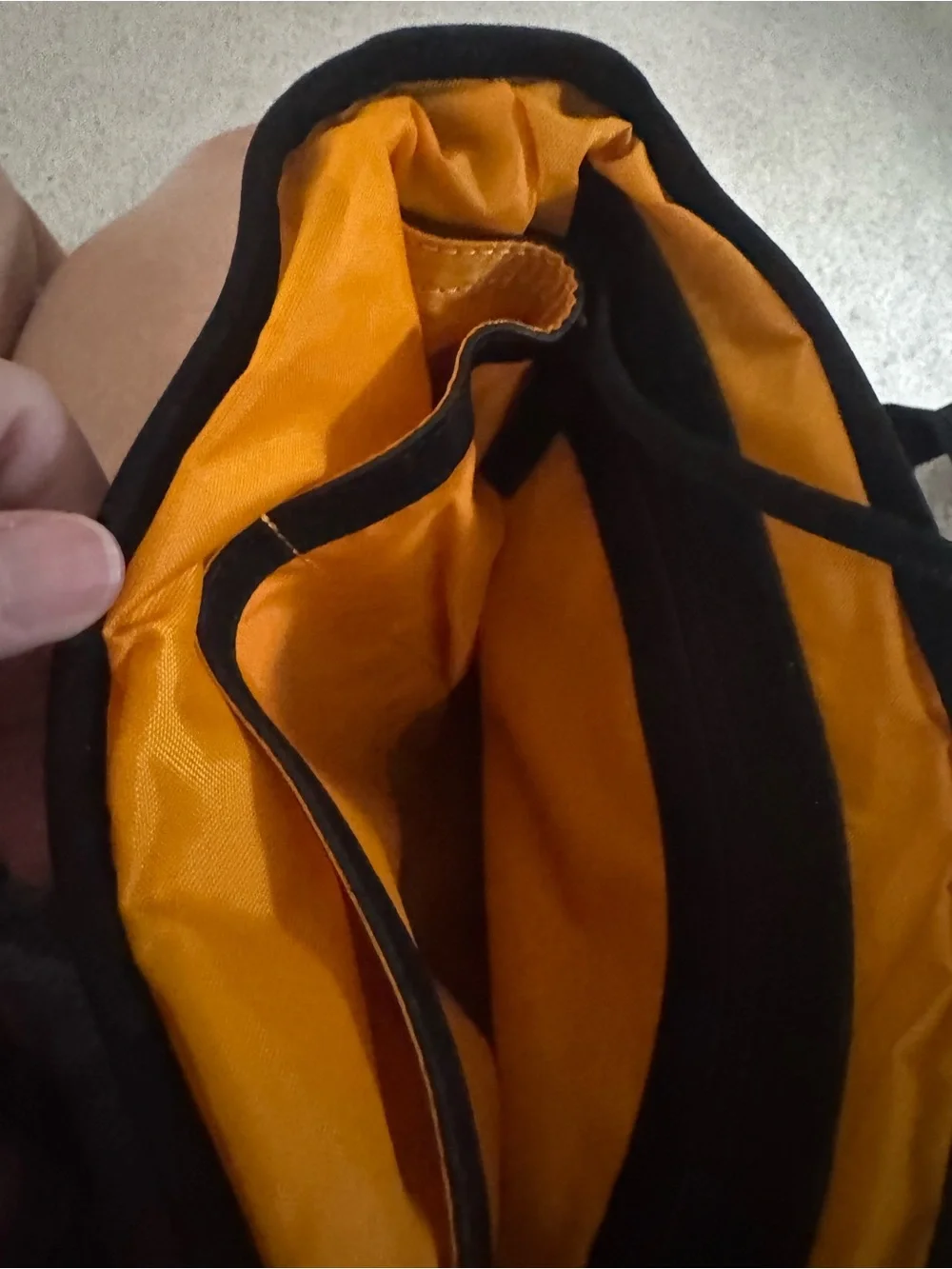 Ecco Black Suede Messenger Bag with Contrast Yellow Stitching